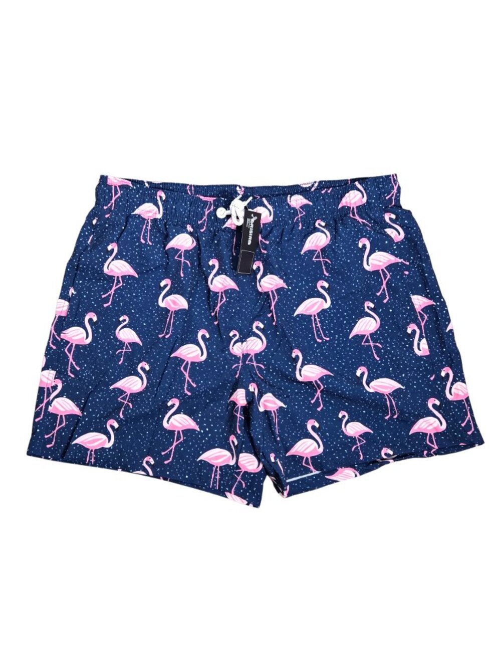 NWT | Brisira Navy Blue Flamingo Print Swim Shorts | Mesh Liner | Pockets | XL